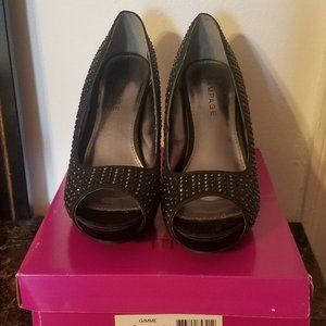 Gimme, Black Satin Shoe, size 7 1/2